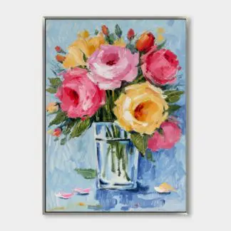 Lọ hoa mẫu đơn cavas 50x70 | 60x80 blue