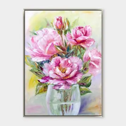 Lọ hoa mẫu đơn nở rộ Lọ hoa mẫu đơn cavas 50x70 | 60x80