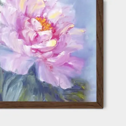 Tranh hoa mẫu đơn canvas khung nâu - PE4 - Hình ảnh 2