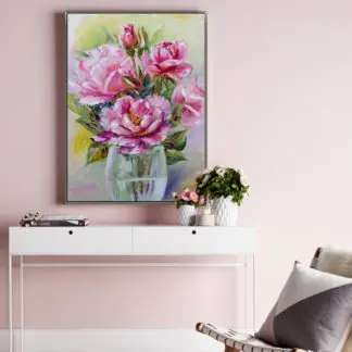 Lọ hoa mẫu đơn nở rộ Lọ hoa mẫu đơn cavas 50x70 | 60x80