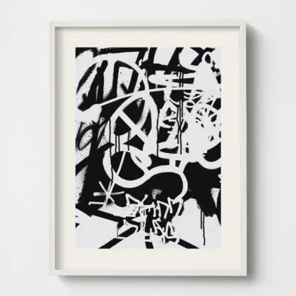 B&W - Tranh treo tường phòng khách trừu tượng trắng đen