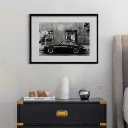 Classic car - Tranh xe khung kính trắng đen - Hình ảnh 2