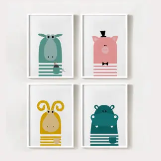 Funy animals - Bộ 4 tranh cho phòng bé