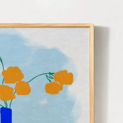 Lọ hoa Poppy  tranh hiện đại khung kính - Hình ảnh 3
