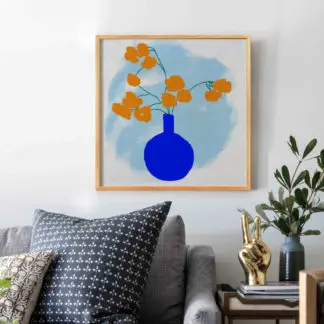 Lọ hoa Poppy  tranh hiện đại khung kính