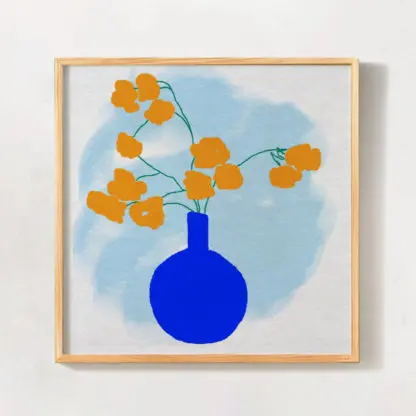 Lọ hoa Poppy  tranh hiện đại khung kính
