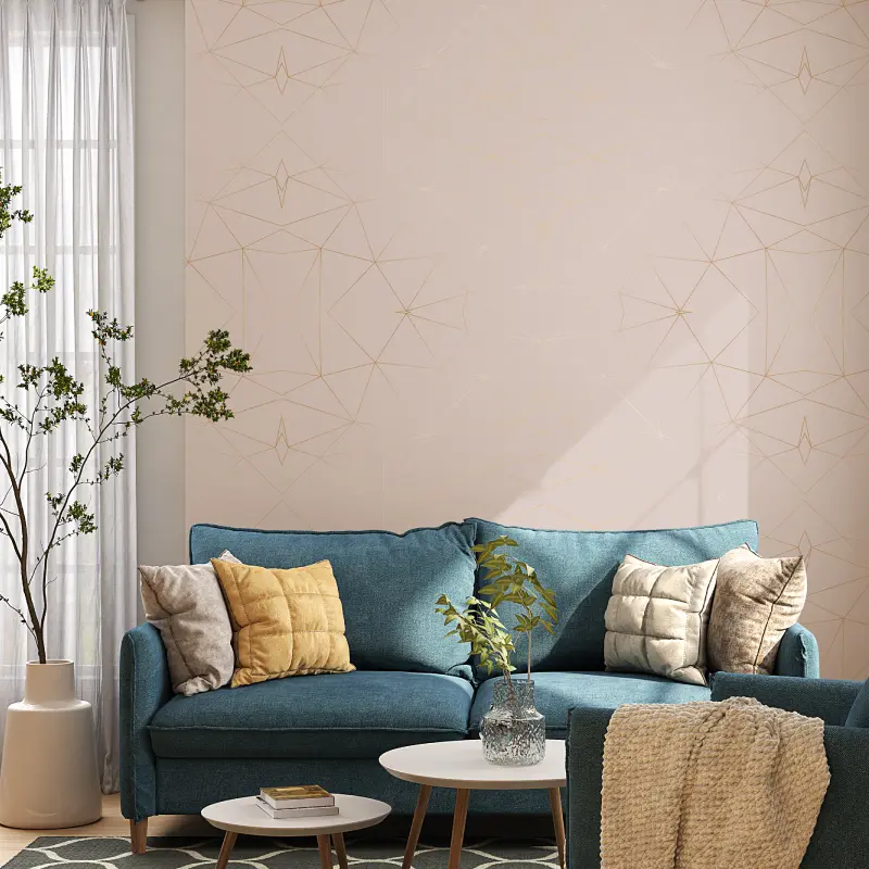 diamond lines giấy dán tường hồng 3