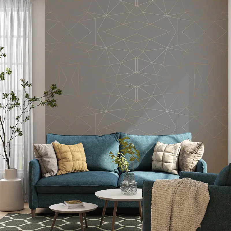 diamond lines giấy dán tường xám 3