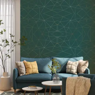 diamond lines giấy dán tường xanh 3