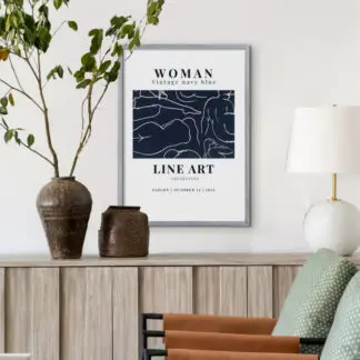 Woman - Tranh hiện đại khung kính xanh navy