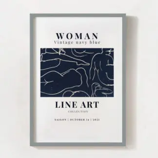 Woman - Tranh hiện đại khung kính xanh navy