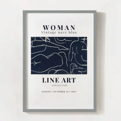 Woman - Tranh hiện đại khung kính xanh navy