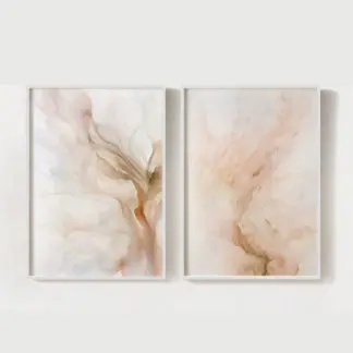 Bộ 2 tranh canvas trừu tượng màu trung tính