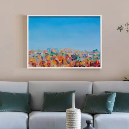 Tranh canvas phong cảnh hoa trên nền trời xanh - Hình ảnh 2