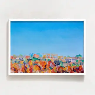 Tranh canvas phong cảnh hoa trên nền trời xanh