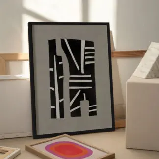 Geometric - Tranh canvas trừu tượng đen
