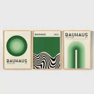 Green wild - Bộ 3 tranh Bauhaus xanh lá