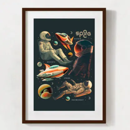 Astronaut - Bộ 4 tranh khung kính chủ đề phi hành gia - Hình ảnh 3