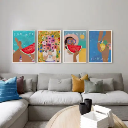 Summer - bộ 4 tranh treo tường khung kính sắc màu - Hình ảnh 2
