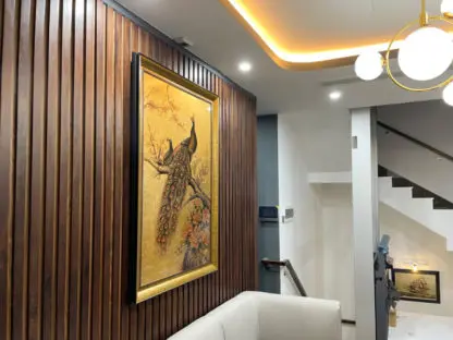 Khổng Tước Cát Tường Tranh sơn mài dát vàng phòng khách sang trọng - Hình ảnh 6