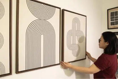 bộ 3 tranh in canvas trừu tượng geometric
