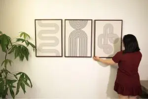 bộ 3 tranh in canvas trừu tượng geometric