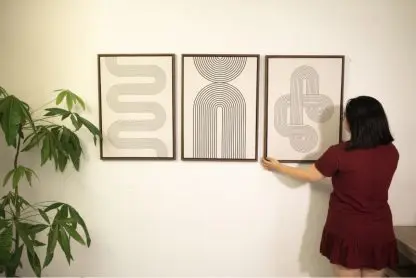 bộ 3 tranh in canvas trừu tượng geometric