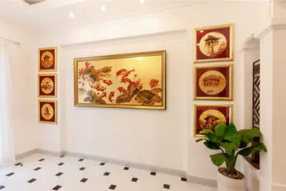 Tranh Hội An Chùa Cầu sơn mài dát vàng quà tặng Việt Nhât ngoại giao ý nghĩa - Hình ảnh 2