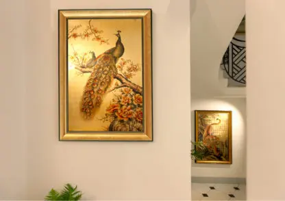 Khổng Tước Cát Tường Tranh sơn mài dát vàng phòng khách sang trọng - Hình ảnh 10