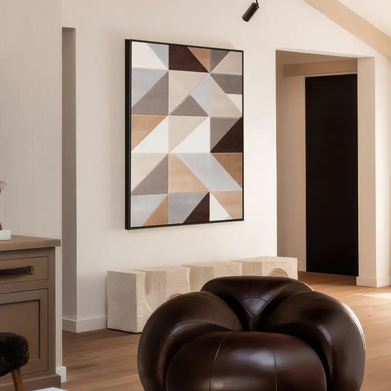 tranh canvas trừu tương hình hoc nâu 1