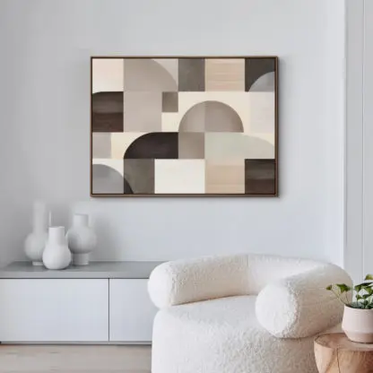 tranh canvas trừu tương hình hoc nâu neutral 2