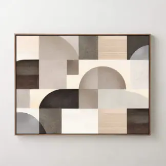 tranh canvas trừu tương hình hoc nâu neutral