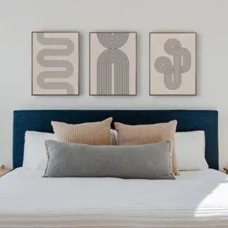 Bộ 3 Tranh treo tường phòng khách canvas trừu tượng đường cong