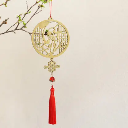 Bộ 3 đồ treo trên cây mai cây đào gỗ khắc thư pháp chữ Tết vàng | 3TETV - Hình ảnh 2