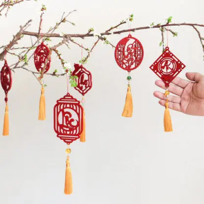 Bộ 3 dây treo trang trí cây đào, cây mai tết | Thư pháp chữ An | 3AND - Hình ảnh 4