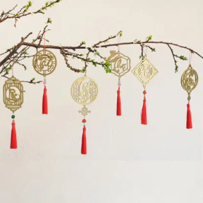 Đồ trang trí tết handmade gỗ khắc thư pháp chữ Phúc, dây treo cây mai cây đào | PHV - Hình ảnh 3
