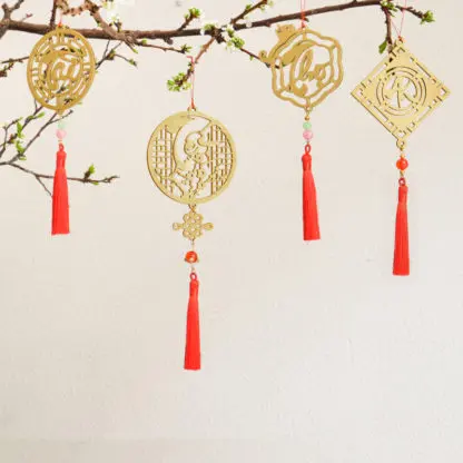 Dây trang trí cây mai cây đào gỗ khắc thư pháp chữ AN, dây treo tết - ANV - Hình ảnh 3