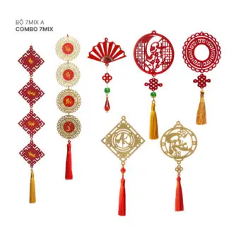 Combo 7 MIX A - Dây treo cây tết, phụ kiện trang trí tết, đồ treo cây mai cây đào, quà tặng tết