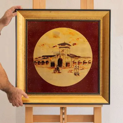 Tranh Chợ Bến Thành sơn mài dát vàng quà tặng sang trọng cho đối tác - Hình ảnh 4