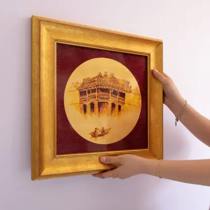 Tranh Hội An Chùa Cầu sơn mài dát vàng quà tặng Việt Nhât ngoại giao ý nghĩa - Hình ảnh 5