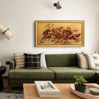 Tranh sơn mài Mã Đáo Thành Công dát vàng