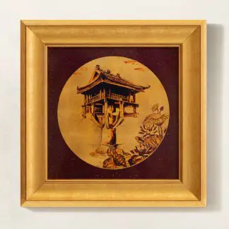 Tranh Chùa Một Cột sơn mài dát vàng quà tặng sang trọng