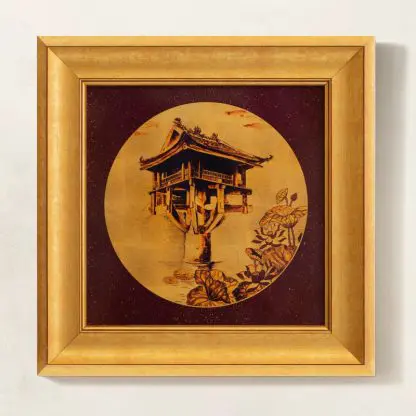 Tranh Chùa Một Cột sơn mài dát vàng quà tặng sang trọng - Hình ảnh 2