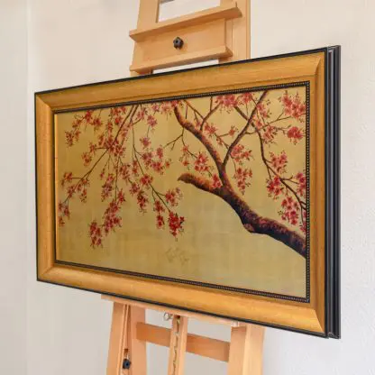Đào Phú quý - Tranh sơn mài hoa đào quà biếu tết sang trọng - Hình ảnh 4