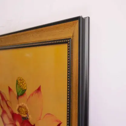 Hồng Liên Hoa - Tranh sơn mài hoa sen dát vàng - Hình ảnh 8