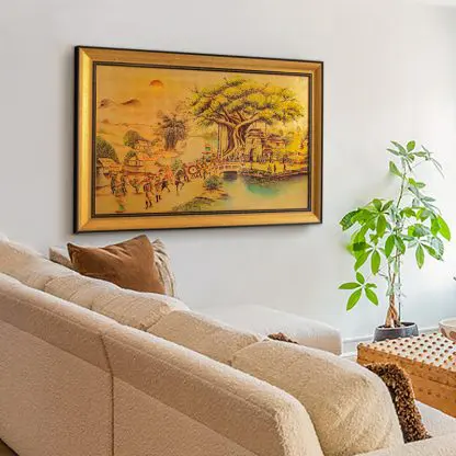 Tranh sơn mài Vinh Quy Bái Tổ dát vàng ý nghĩa treo phòng khách - Hình ảnh 8