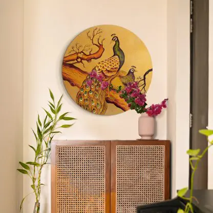 Tranh công Khổng Tước Hòa Viên sơn mài dát vàng treo phòng ngủ phong thuỷ - Hình ảnh 6
