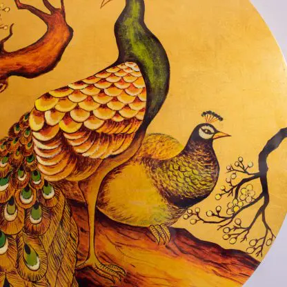 Tranh công Khổng Tước Hòa Viên sơn mài dát vàng treo phòng ngủ phong thuỷ - Hình ảnh 3