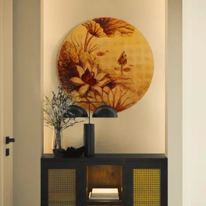Tranh sơn mài hoa sen Nguyệt Liên Hoa - Bình an và hạnh phúc - Hình ảnh 5