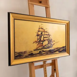 Tranh Thuận buồm sơn mài dát vàng 50x100 tặng tân gia, khai trương ý nghĩa